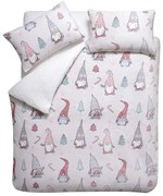 Jasnoróżowa pościel dwuosobowa z mikropluszu 200x200 cm Festive Gnomes – Catherine Lansfield
