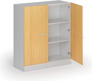 Metalowa szafa z drewnianymi drzwiami, demontowana, 1150 x 1000 x 400 mm, buk