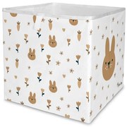 Biały tekstylny dziecięcy pojemnik na zabawki 32x32x32 cm Sweet Bunnies – Butter Kings