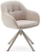 Beżowy tapicerowany fotel jadalniany z podłokietnikami Dorina – Kave Home