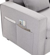 Sofa 4-osobowa z podłokietnikami i 4 poduszkami - jasnoszary len - do salonów i biur