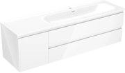 Mexen Orio szafka łazienkowa 160 cm z umywalką Vela prawą, 2S, 1D, biała połysk - 91A13-16047-3-BBFFF00-W23P00