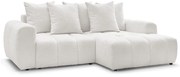 Biały rozkładany narożnik z materiału bouclé ze schowkiem (prawostronny/z szezlongiem) Roxelane – Bobochic Paris