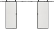 Drzwi przesuwne naścienne podwójne - aluminium i matowe szkło hartowane - 2 x wys. 205 x szer. 63 cm - LINCI II