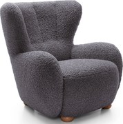 Czarny fotel boucle typu uszak C1-L25