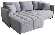 Błękitna welurowa sofa w kształcie litery L M7-M49