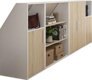 Szafka ze skosem 4-drzwiowa z 2 półkami i 2 wnękami - Biały i naturalny - ADEZIO