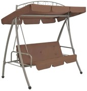 Huśtawka ogrodowa brązowa z baldachimem B4-D36
