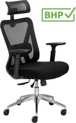 Fotel siatkowy z zagłówkiem regulowanym Ergobit Lux, zgodny z normą BHP