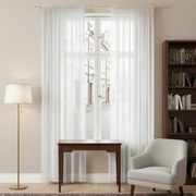 Firana gotowa Woal na taśmie 140x250 biała nowoczesna żabki tunel