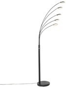 Designerska lampa stojąca czarna w tym 5-punktowy ściemniany LED - Sixties Trento