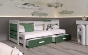 Łóżko dziecięce GRINO 180x80 białe/zielone dwuosobowe MEBLOBED