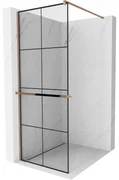 Mexen Kioto+ ścianka prysznicowa z półką Walk-in 70 x 200 cm, czarny wzór, różowe złoto - 800-070-121-60-77