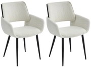 Zestaw 2 krzeseł z bukli i czarnego metalu z jesionową okleiną - Biały - ZURIKIA