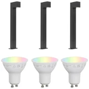 Zewnetrzna Zestaw 3 inteligentnych lamp zewnętrznych stojących czarnych 65 cm IP44 - Baleno Nowoczesny Oswietlenie zewnetrzne