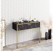 Konsola ścienna POLKA 76,8 x 90 cm złota/czarna