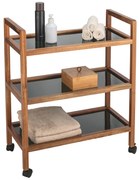 Szeroki mobilny regał z drewna akacji FONDI, wys. 76,5 cm