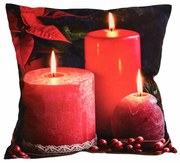 Świąteczna poszewka na poduszkę Czerwone świeczki, 40 x 40 cm