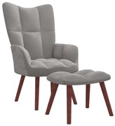 Jasnoszary pikowany fotel wypoczynkowy z podnóżkiem B1-L05