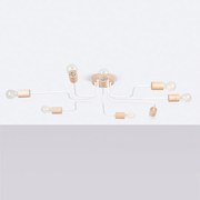 Żyrandol loft Zimbo, stal/drewno - 8 źródło światła 4000K - L.100 x H.16.5 cm - biały/naturalne drewno