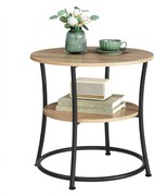 Stolik Kawowy Okrągły z Półką - sonoma - LET056B11