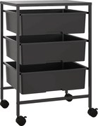 HOMCOM Boczny wózek na kółkach z 3 koszami do przenoszenia i przechowywania, wózek kuchenny, 40,8 dł. x 33,5 szer. x 60,5 wys. cm, Czarny