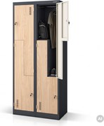 Szafa socjalna ubraniowa typu L, czterokomorowa, antracytowa/dąb sonoma, 800x1850x450 mm: JULIA Eco Design