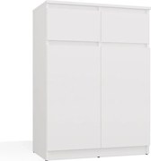 Komoda Malwa 2DD2S | Biała | 39,5x70x97 cm |Szafka 2 Drzwi 2 Szuflady