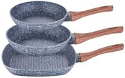 Komplet 3 aluminiowych patelni z powłoką granitową T8-S01