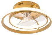 Wentylator sufitowy złoty 46,5 cm z oświetleniem LED i pilotem - Kees