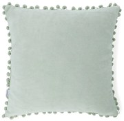 Poszewka dekoracyjna ESLOV z pomponami pistacjowa 45x45 cm HOMLA