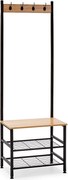 Regał z wieszakiem i ławą, 2 półki, kolor dąb/czarny.