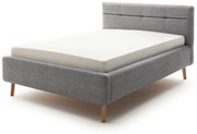 Szare tapicerowane łóżko dwuosobowe ze schowkiem i stelażem 140x200 cm Lotte – Meise Möbel