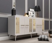 Komoda – 150 cm x 79 cm x 40 cm – biało-złota – płyta wiórowa