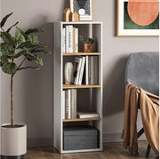 Półka na książki biały/złoty dąb 40x30x120 tomy