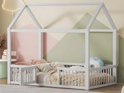 Łóżko dla dziecka - 90x200cm - z litego drewna - Białe