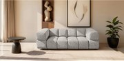 Stylowa 3-osobowa Sofa z Tkaniny Pikowanej 240cm - ALVERO 3S Wzór Bąbelkowy w Jasnoszarym Materiał Bouclé