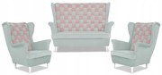 Zestaw uszak CAROL DUO sofa fotele Family Meble szaro - różowy
