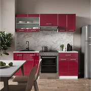 Aneks kuchenny czerwony wysoki połysk/biały 200x60x81.6 r-line