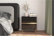 Czarna szafka nocna Dancan MARIKA ze złotymi dodatkami