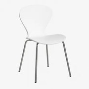 Krzesło Do Jadalni Sztaplowane Z Polipropylenu I Żelaza Uit Biała & Chrome - Sklum