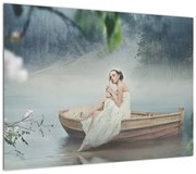Obraz - Kobieta na łodzi (70x50 cm)