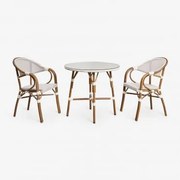 Zestaw Brielle Bistro Składający Się Ze Stołu Okrągłego O Średnicy 80 Cm I 2 Składanych Aluminiowych Krzeseł Ogrodowych Z - Sklum