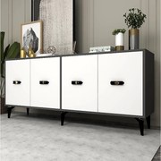 Komoda – 180 cm x 82,6 cm x 35 cm – Antracyt i biel – Melamina