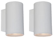 Zestaw 2 Nowoczesnych lamp ściennych białych okrągłych 2-światłowych - Sandy Oswietlenie wewnetrzne