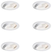 Set van 6 inbouwspots wit 9,5cm incl. LED 1300 lm dimbaar IP23 - Gaius Oswietlenie wewnetrzne