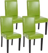 Krzesło do jadalni Littau (zestaw 4 sztuk),  imitacja skóry, zielony, ciemne nogi