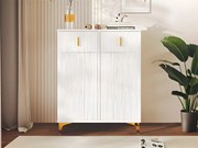 Nowoczesny bufet - 2 drzwi z regulowanymi półkami i 2 szufladami - Biały