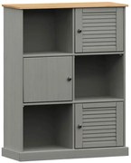 Szary drewniany regał z 6 półkami K7-Z54