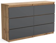 Duża komoda 6 SZUFLAD Szafka 120 cm ARIA Dąb Wotan/Antracyt